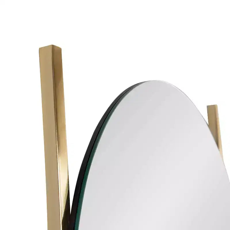 Specchio verticale da appoggio dorato 18" x 67" con ripiano, 4 ganci e specchio a capsula