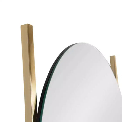 Specchio verticale da appoggio dorato 18" x 67" con ripiano, 4 ganci e specchio a capsula
