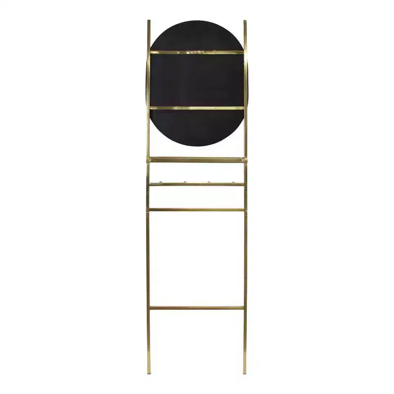 Specchio verticale da appoggio dorato 18" x 67" con ripiano, 4 ganci e specchio a capsula