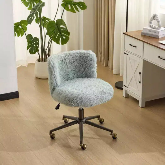 Karl Home | Plush Velvet Swivel Chair Antique Bronze Base With Wheels