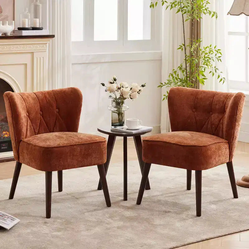 Sedia da pranzo Accent con gambe in legno imbottite, senza braccioli per sala da pranzo, camera da letto, soggiorno