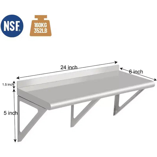 Commercial Stainless Steel Wall-Mounted Shelving, Appliance & Equipment Metal Shelving for Kitchen Restaurant Garage Laundry Utility Room