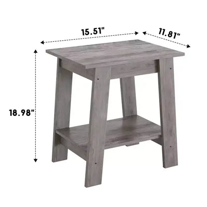 Tavolino a 2 livelli con ripiano, tavolino laterale per soggiorno, camera da letto o ingresso, comodino in stile rustico con montaggio facile