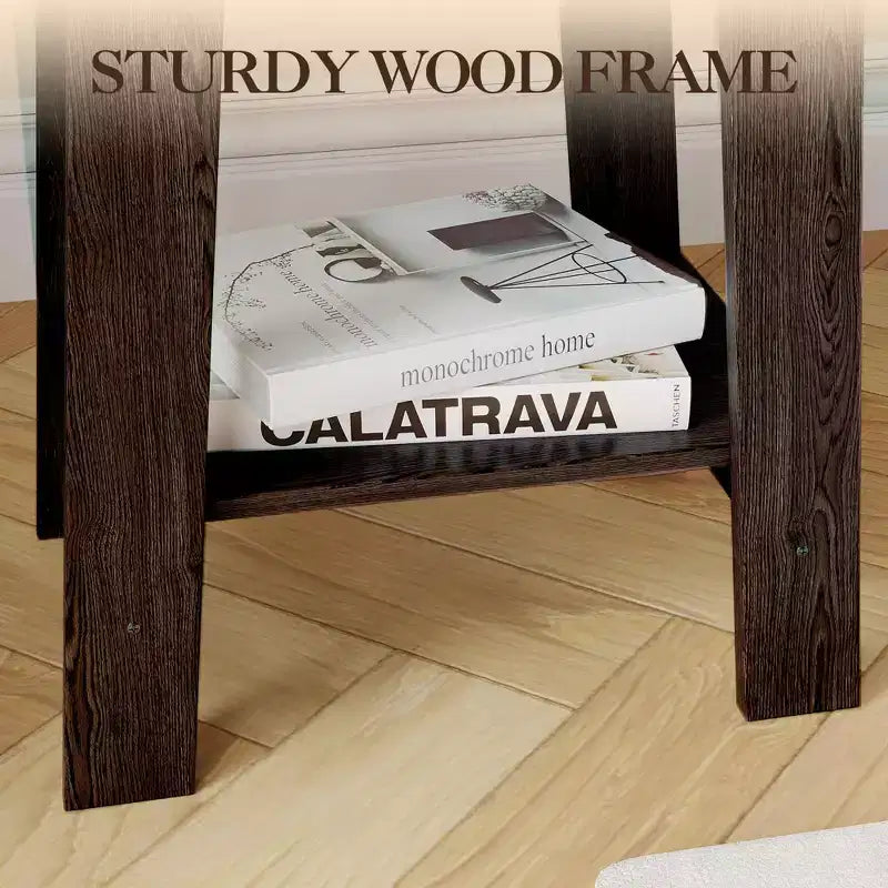 Tavolino a 2 livelli con ripiano, tavolino laterale per soggiorno, camera da letto o ingresso, comodino in stile rustico con montaggio facile