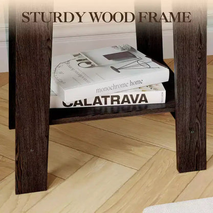 Tavolino a 2 livelli con ripiano, tavolino laterale per soggiorno, camera da letto o ingresso, comodino in stile rustico con montaggio facile