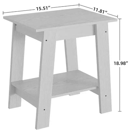 Tavolino a 2 livelli con ripiano, tavolino laterale per soggiorno, camera da letto o ingresso, comodino in stile rustico con montaggio facile