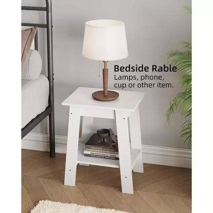 Tavolino a 2 livelli con ripiano, tavolino laterale per soggiorno, camera da letto o ingresso, comodino in stile rustico con montaggio facile