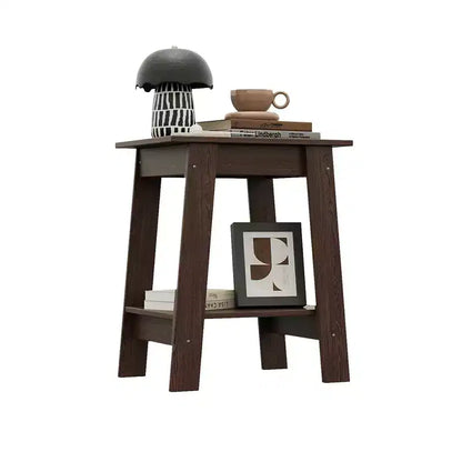 Tavolino a 2 livelli con ripiano, tavolino laterale per soggiorno, camera da letto o ingresso, comodino in stile rustico con montaggio facile