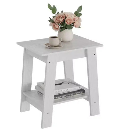 Tavolino a 2 livelli con ripiano, tavolino laterale per soggiorno, camera da letto o ingresso, comodino in stile rustico con montaggio facile