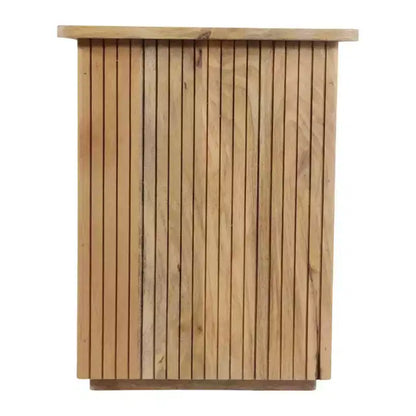 Tavolino con design a coste quadrate - Comodino, mobile d'accento utilizzabile come tavolino - Tavolino compatto dal look moderno - 20, legno naturale