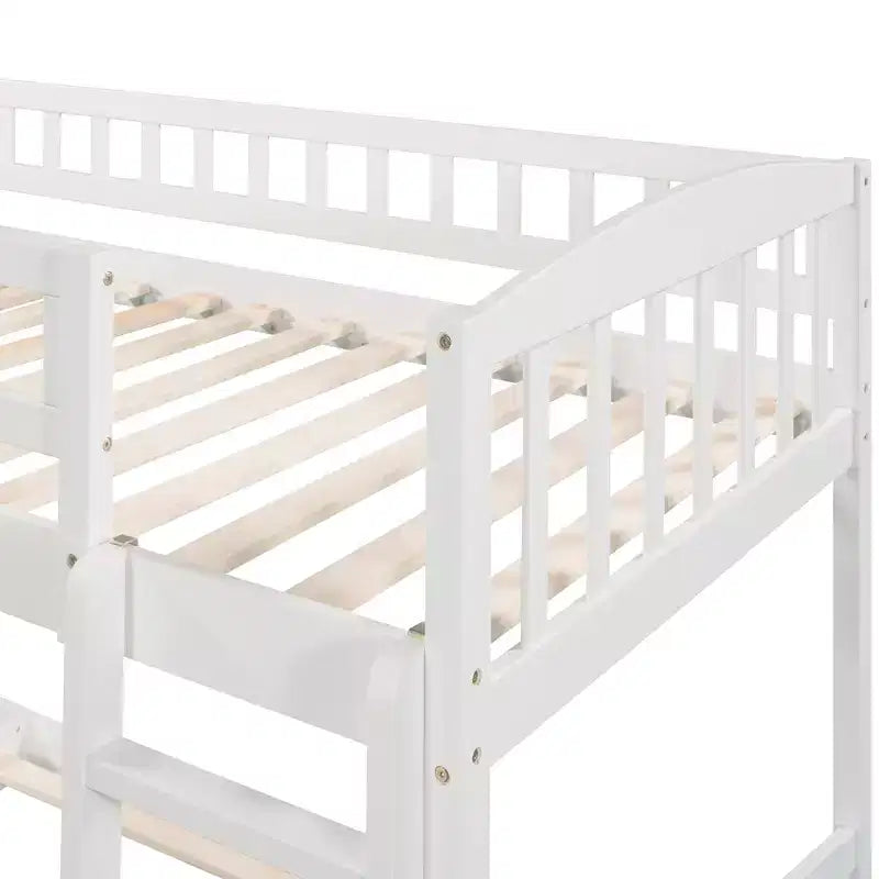 Letto a castello a pavimento con scivolo e scale, letto a castello basso singolo su singolo con contenitore, letto a castello in legno singolo per bambini e neonati