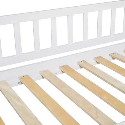 Letto a castello a casetta "Twin over Full" con scivolo e scalini per bambini e ragazzi, struttura in legno con ringhiera di protezione e contenitore