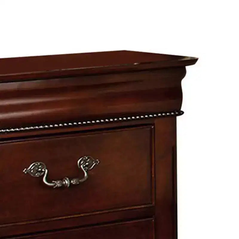 Comodino in Legno a 2 Cassetti con Cassetto Superiore Nascosto e Maniglie in Metallo, Marrone
