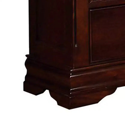 Comodino in Legno a 2 Cassetti con Cassetto Superiore Nascosto e Maniglie in Metallo, Marrone