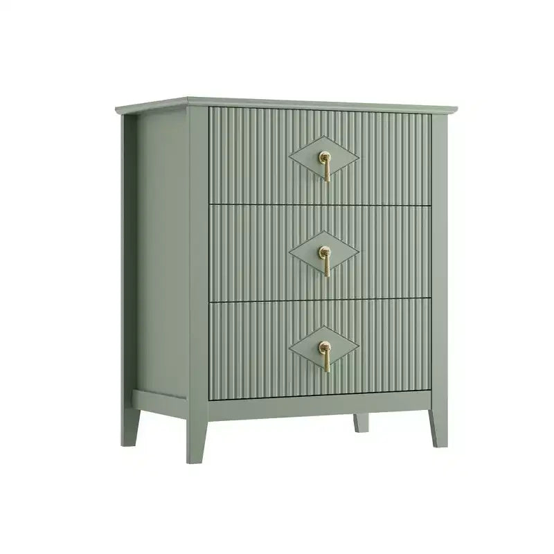 Comodino in Legno con Cassettiera Scanalata, Comodino a 3 Cassetti - Cassettiera Moderna per Camera da Letto, Soggiorno, Corridoio e Ingresso