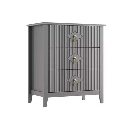 Comodino in Legno con Cassettiera Scanalata, Comodino a 3 Cassetti - Cassettiera Moderna per Camera da Letto, Soggiorno, Corridoio e Ingresso