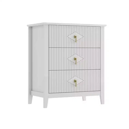 Comodino in Legno con Cassettiera Scanalata, Comodino a 3 Cassetti - Cassettiera Moderna per Camera da Letto, Soggiorno, Corridoio e Ingresso