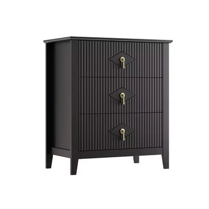 Comodino in Legno con Cassettiera Scanalata, Comodino a 3 Cassetti - Cassettiera Moderna per Camera da Letto, Soggiorno, Corridoio e Ingresso