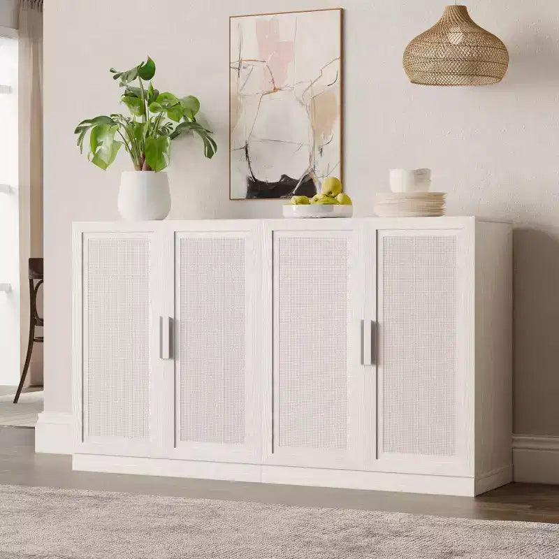 Dovelina Adjustable Hinges Cable Management! Black Sideboard Solves Storage Pain Points