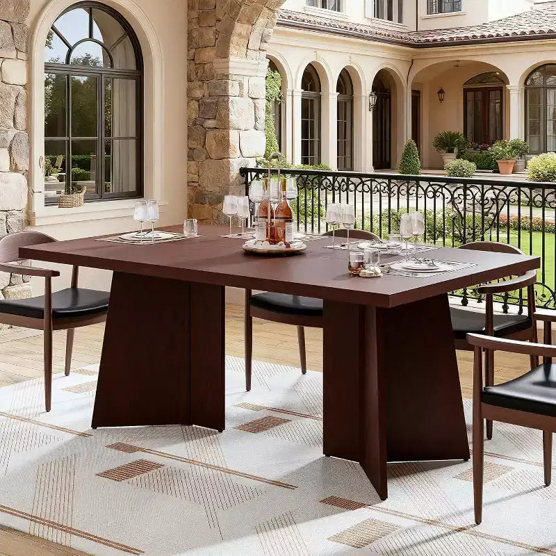 Tavolo da Pranzo per 6-8 Persone, Tavolo da Cucina Lungo Moderno da 160 cm con Ampio Piano e Robuste Gambe a Piedistallo, Tavolo per la Casa (Solo Tavolo)