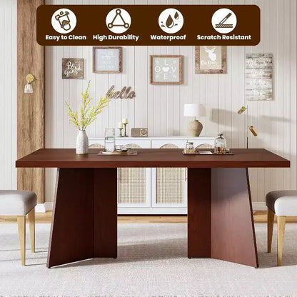 Tavolo da Pranzo per 6-8 Persone, Tavolo da Cucina Lungo Moderno da 160 cm con Ampio Piano e Robuste Gambe a Piedistallo, Tavolo per la Casa (Solo Tavolo)