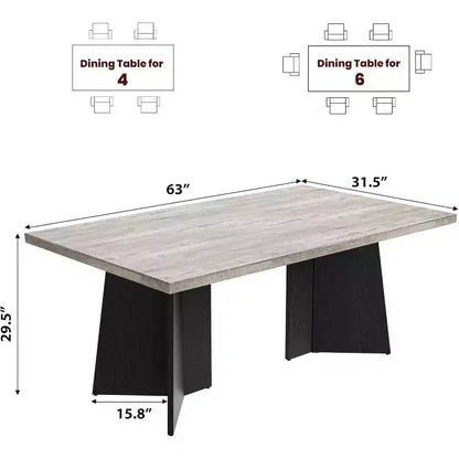 Tavolo da Pranzo per 6-8 Persone, Tavolo da Cucina Lungo Moderno da 160 cm con Ampio Piano e Robuste Gambe a Piedistallo, Tavolo per la Casa (Solo Tavolo)