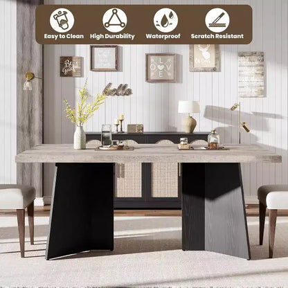 Tavolo da Pranzo per 6-8 Persone, Tavolo da Cucina Lungo Moderno da 160 cm con Ampio Piano e Robuste Gambe a Piedistallo, Tavolo per la Casa (Solo Tavolo)