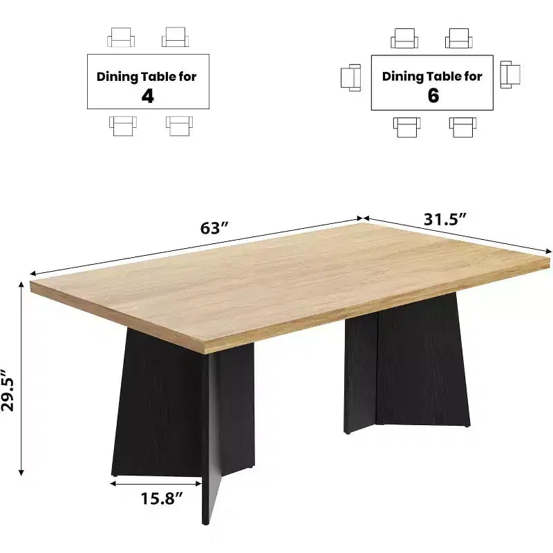 Tavolo da Pranzo per 6-8 Persone, Tavolo da Cucina Lungo Moderno da 160 cm con Ampio Piano e Robuste Gambe a Piedistallo, Tavolo per la Casa (Solo Tavolo)