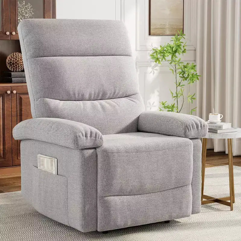 Poltrona Reclinabile per Adulti, Reclinabile Manuale in Tessuto con Tasca Laterale, Divano Singolo Regolabile con Supporto Ergonomico per la Schiena per Soggiorno, Camera da Letto