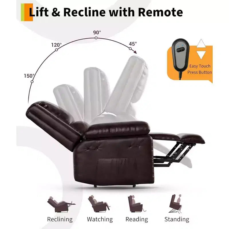 Poltrona reclinabile elettrica, poltrona Home Theater con supporto lombare, poltrona reclinabile in similpelle con schienale e gambe regolabili, poltrona reclinabile elettrica per anziani