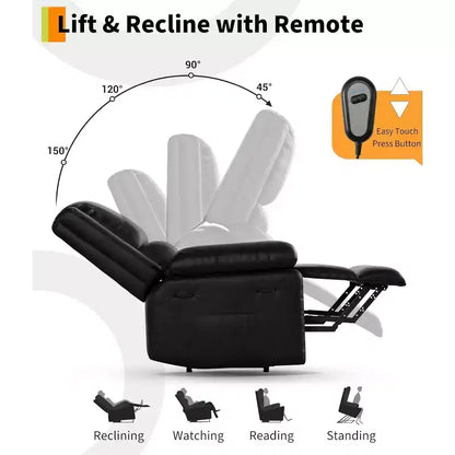 Poltrona reclinabile elettrica, poltrona Home Theater con supporto lombare, poltrona reclinabile in similpelle con schienale e gambe regolabili, poltrona reclinabile elettrica per anziani