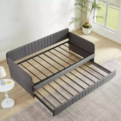 Divano Letto Singolo con Letto Estraibile, Struttura Divano Letto Imbottita con Doghe in Metallo, Struttura Letto a Piattaforma, Divano Letto Singolo per Camera da Letto Soggiorno Camera degli Ospiti