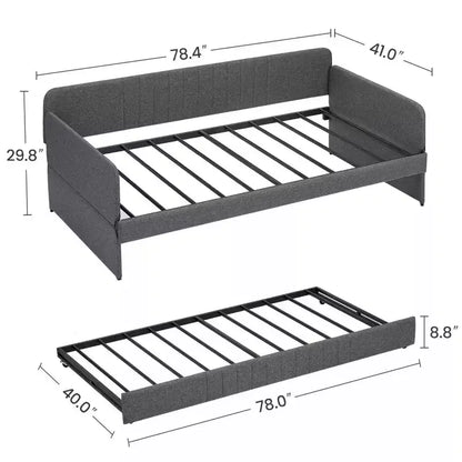 Divano Letto Singolo con Letto Estraibile, Struttura Divano Letto Imbottita con Doghe in Metallo, Struttura Letto a Piattaforma, Divano Letto Singolo per Camera da Letto Soggiorno Camera degli Ospiti