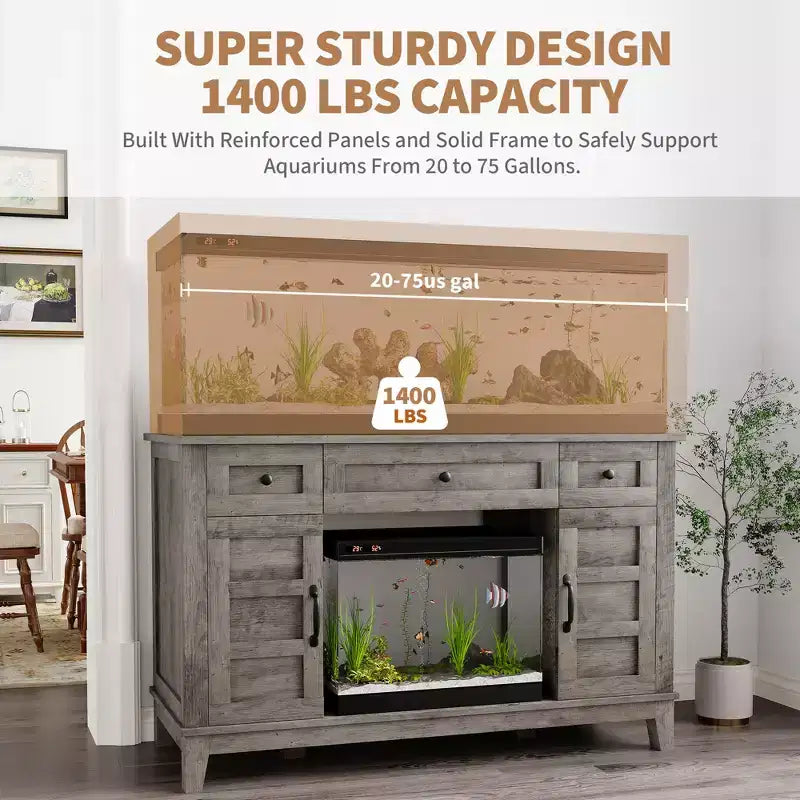 Supporto per Acquario da Fattoria da 55-75 Galloni, Supporto per Acquario con Presa di Corrente, Vaso per Pesci da 1400 libbre per Terrario di Pesci/Tartarughe/Rettili