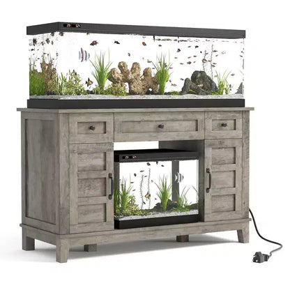 Farmhouse 55-75 Gallon Fish Tank Stand, Aquarium Stand with Power Outlet, 1400LBS Heavy Duty Fish Tank with Stand for Fish/Turtle/Reptile Terrarium