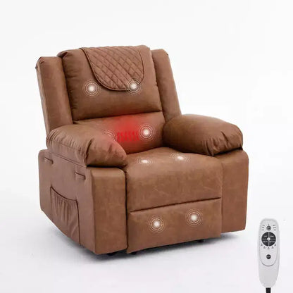 Poltrona Reclinabile Manuale per Adulti con Riscaldamento e Massaggio - Regolazione Anteriore/Posteriore a 135°, Tasche Portaoggetti Laterali e Telecomando, Ideale per Soggiorno e Camera da Letto