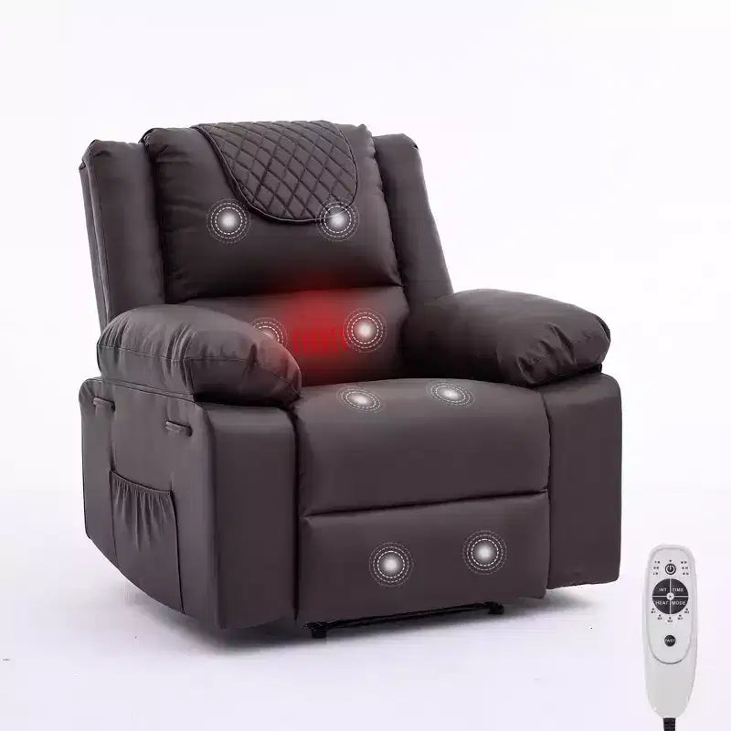 Poltrona Reclinabile Manuale per Adulti con Riscaldamento e Massaggio - Regolazione Anteriore/Posteriore a 135°, Tasche Portaoggetti Laterali e Telecomando, Ideale per Soggiorno e Camera da Letto