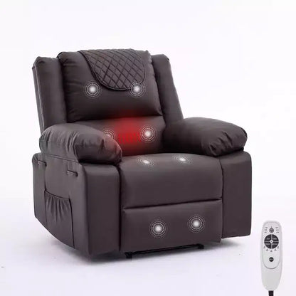 Poltrona Reclinabile Manuale per Adulti con Riscaldamento e Massaggio - Regolazione Anteriore/Posteriore a 135°, Tasche Portaoggetti Laterali e Telecomando, Ideale per Soggiorno e Camera da Letto