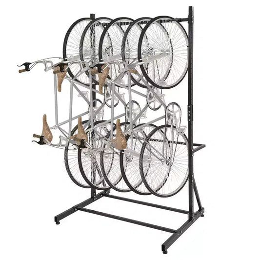 Freestanding Bike Rack for 5 Bicycles, Vertical Bike Rack with 300 Lbs Capacity, Adjustable Height Indoor Bike Storage Rack, Black