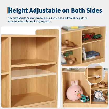 Scaffale Montessori, Organizzatore Giocattoli e Libri a 6 Scomparti con Divisori Regolabili, Libreria per Bambini con Finitura Naturale per Sale Giochi e Aule Scolastiche