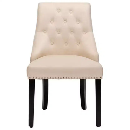 Sedia da pranzo in velluto, imbottita capitonné senza braccioli con borchie e anello, verde/beige